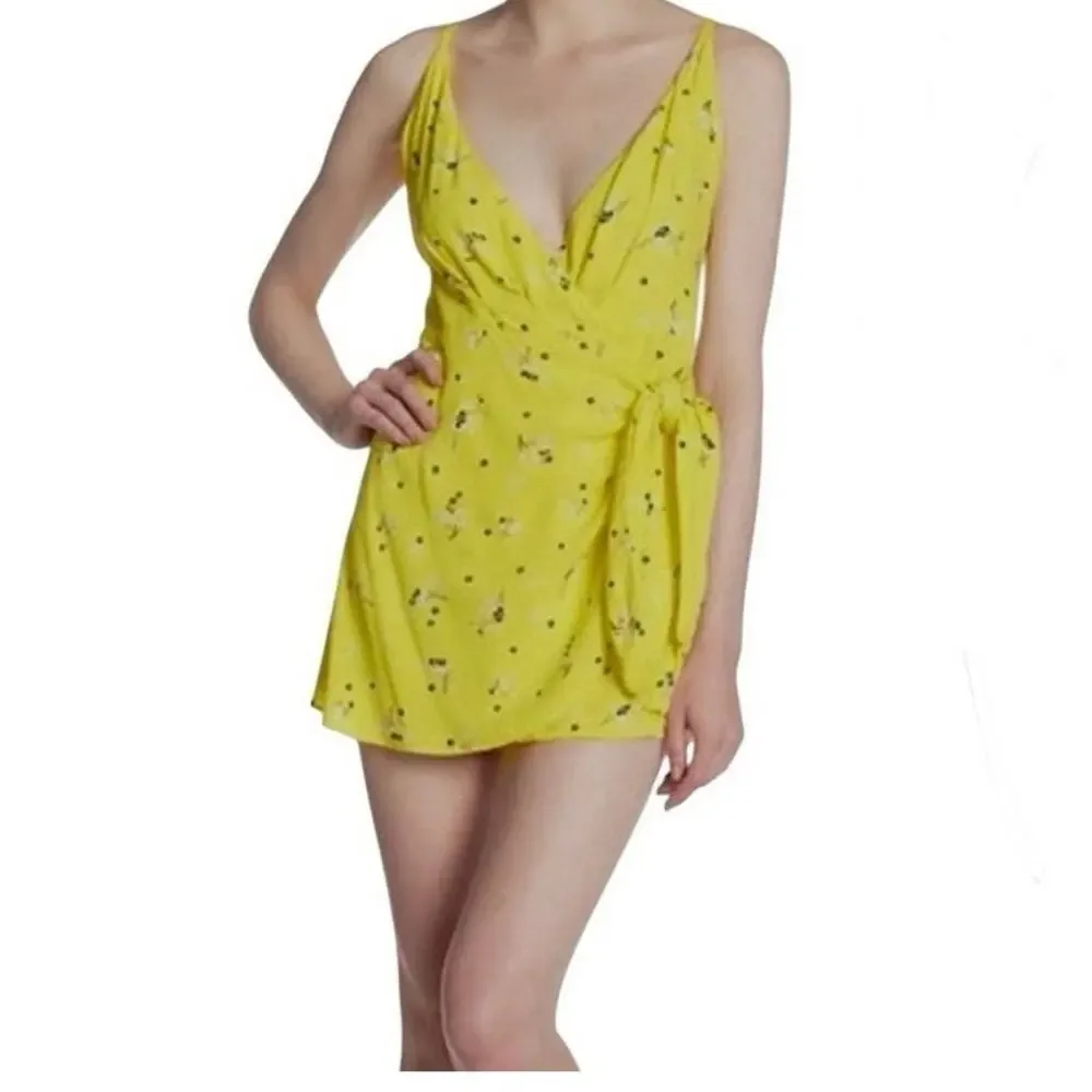 Free People Tango at Night 10 faux wrap tie flap front romper SH 3099